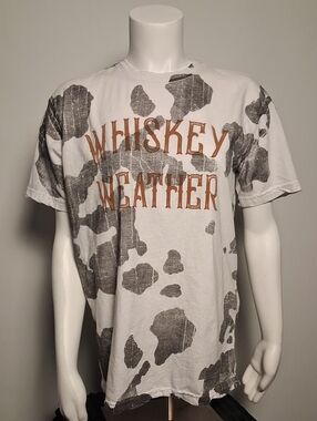 Whiskey Weather Men’s White Graphic Tee with Brown Lettering